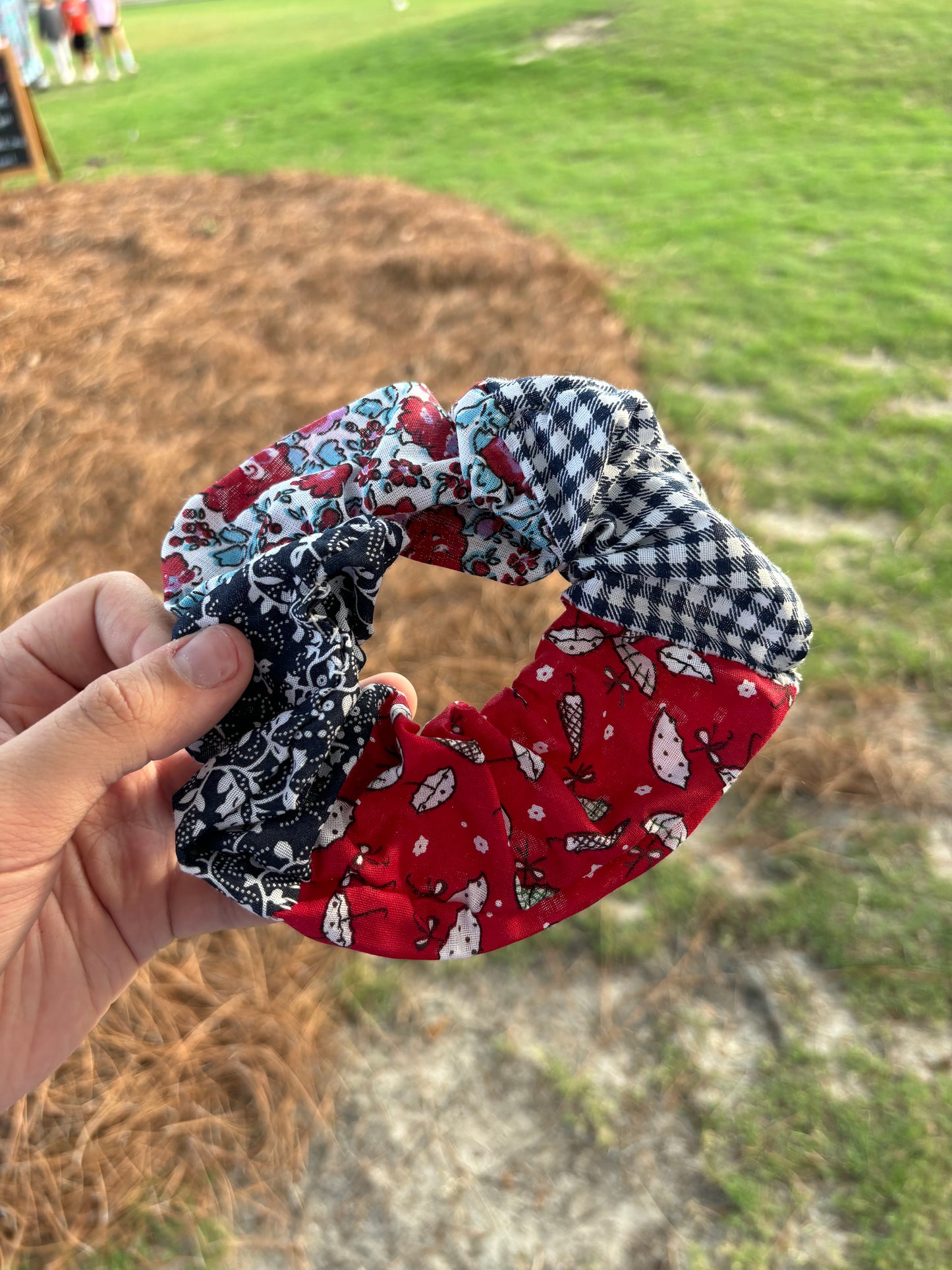 Black and Red Hand Sewn Scrunchie