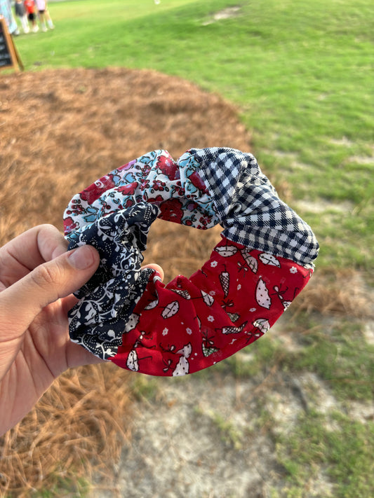 Black and Red Hand Sewn Scrunchie