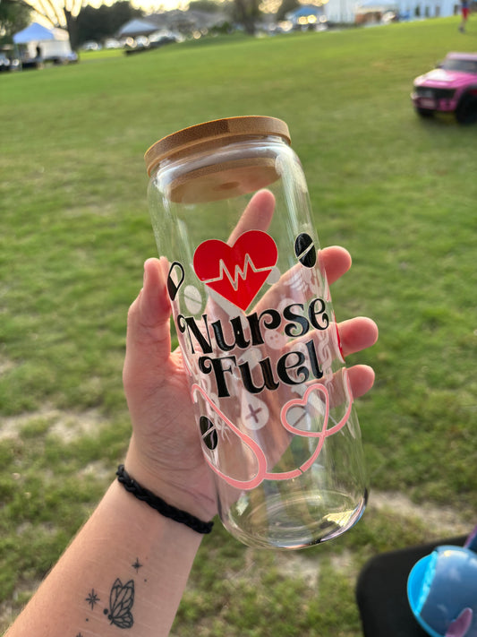 Nurse Fuel Glass Tumbler 20oz